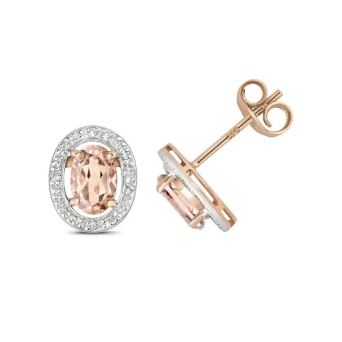 Diamond & Morganite Halo Studs